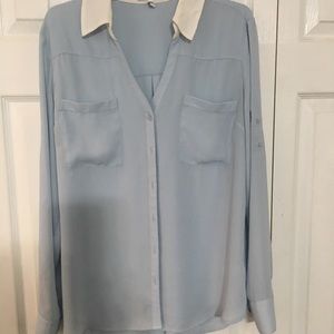 Baby blue, long sleeve shirt .